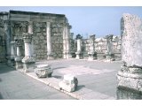 Capernaum - Synagogue (4th C). Wide angle of central part